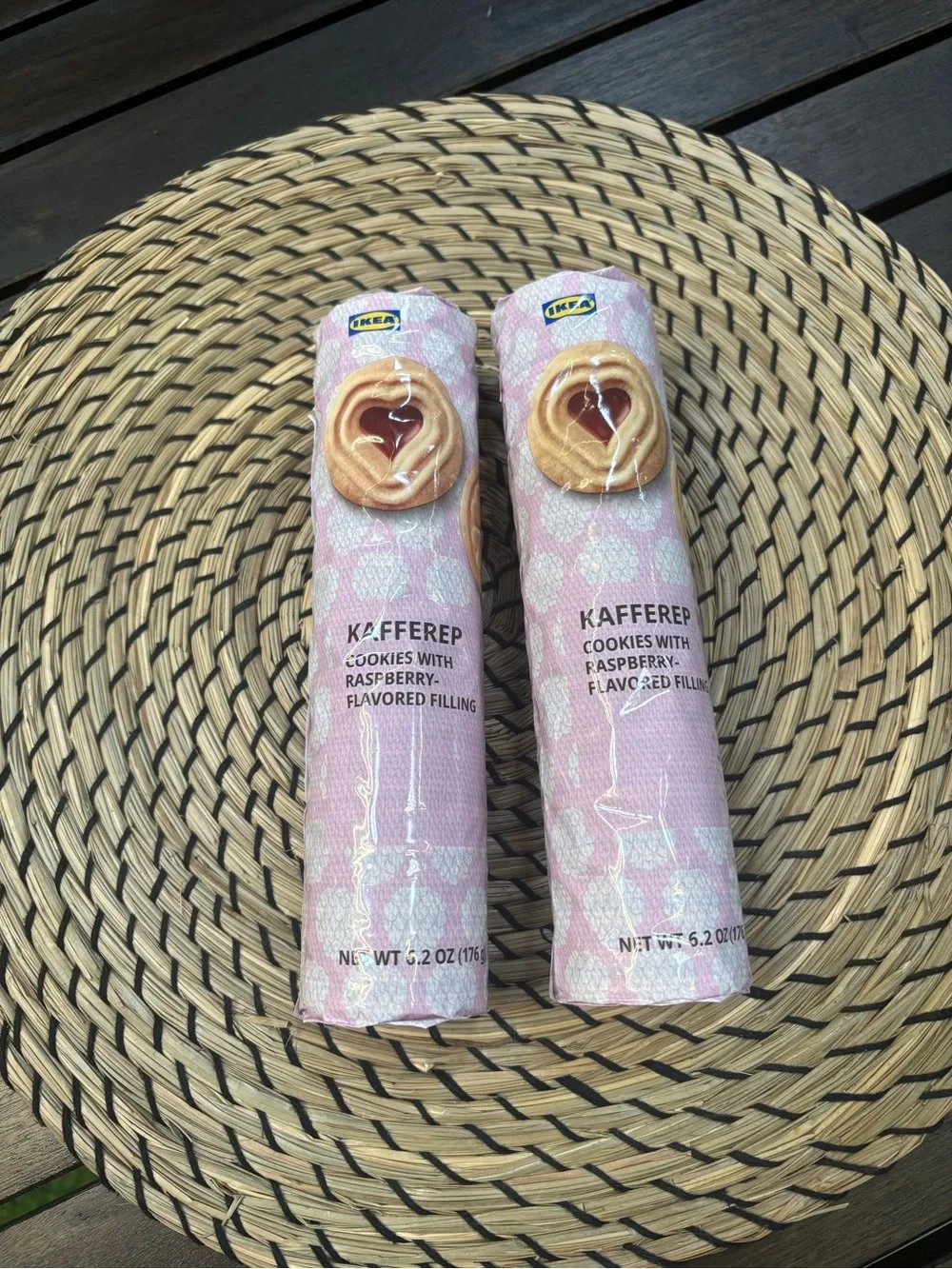IKEA KAFFEREP Raspberry love Cookies - Pink Rolls (2) heart shaped center yummy
